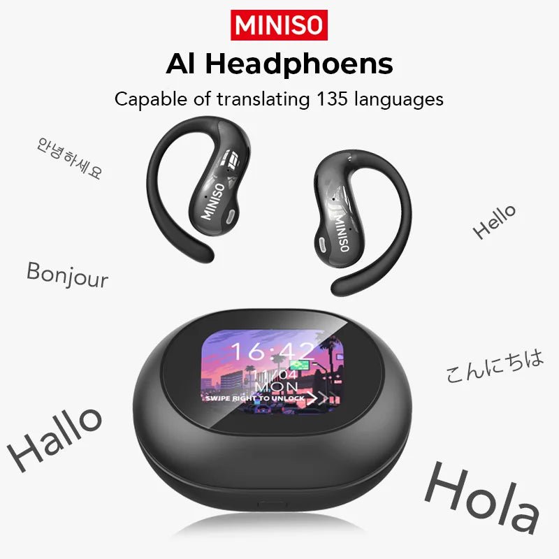 MINISO MS188 Bluetooth Earphone AI Translation Earbuds HD LED Screen OWS Sport Wireless Headphones Long Battery Life - Tara's Tiny Treasures