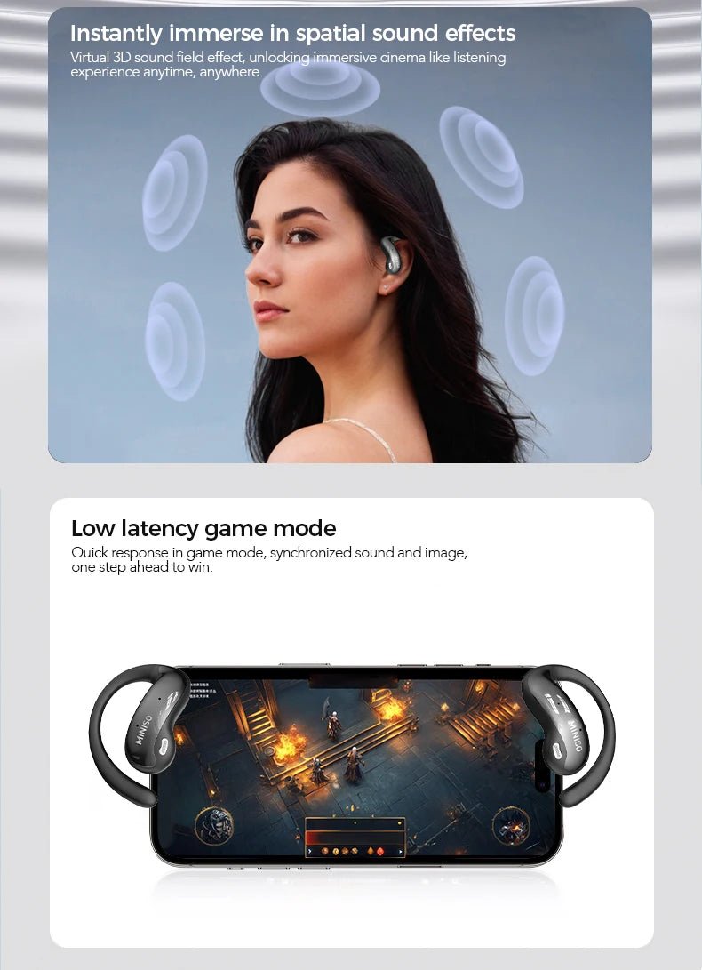MINISO MS188 Bluetooth Earphone AI Translation Earbuds HD LED Screen OWS Sport Wireless Headphones Long Battery Life - Tara's Tiny Treasures