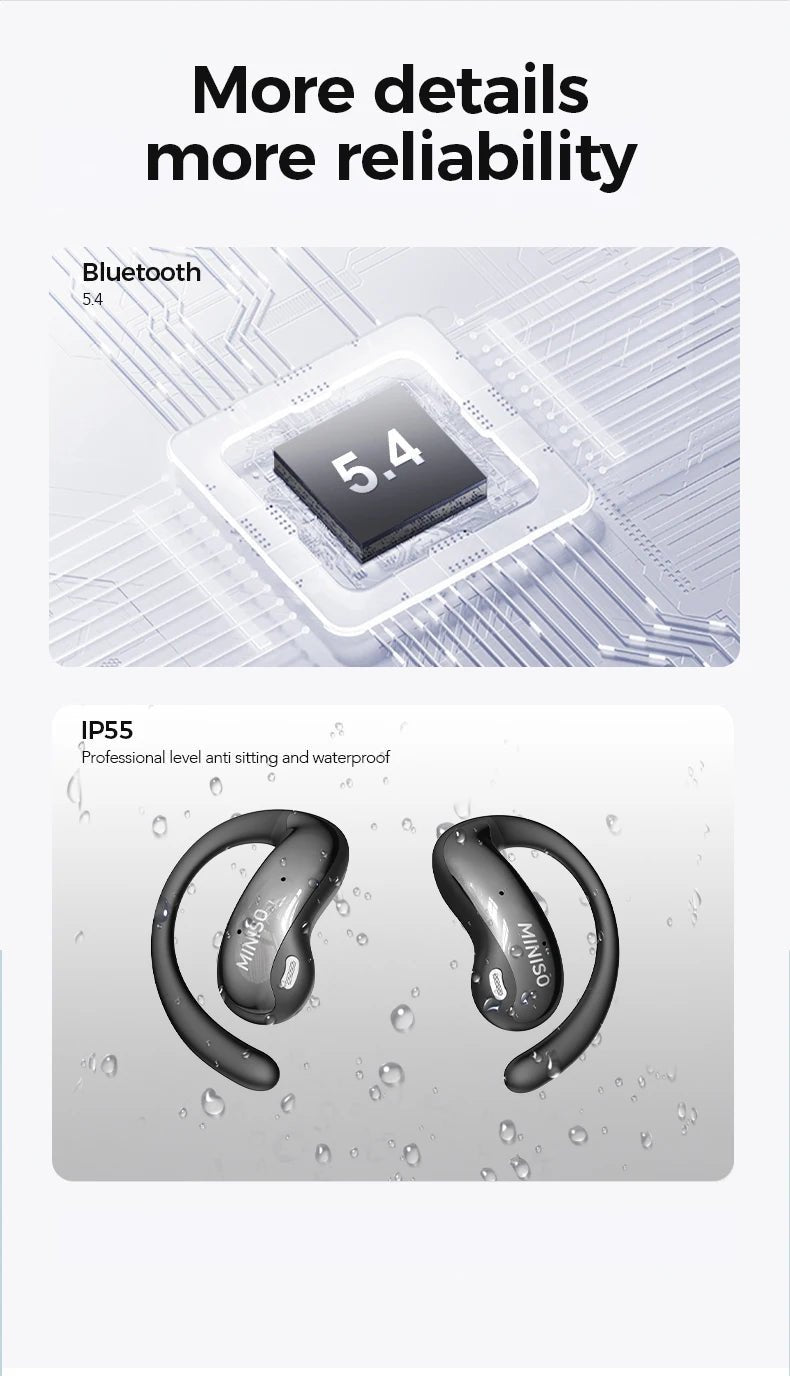 MINISO MS188 Bluetooth Earphone AI Translation Earbuds HD LED Screen OWS Sport Wireless Headphones Long Battery Life - Tara's Tiny Treasures