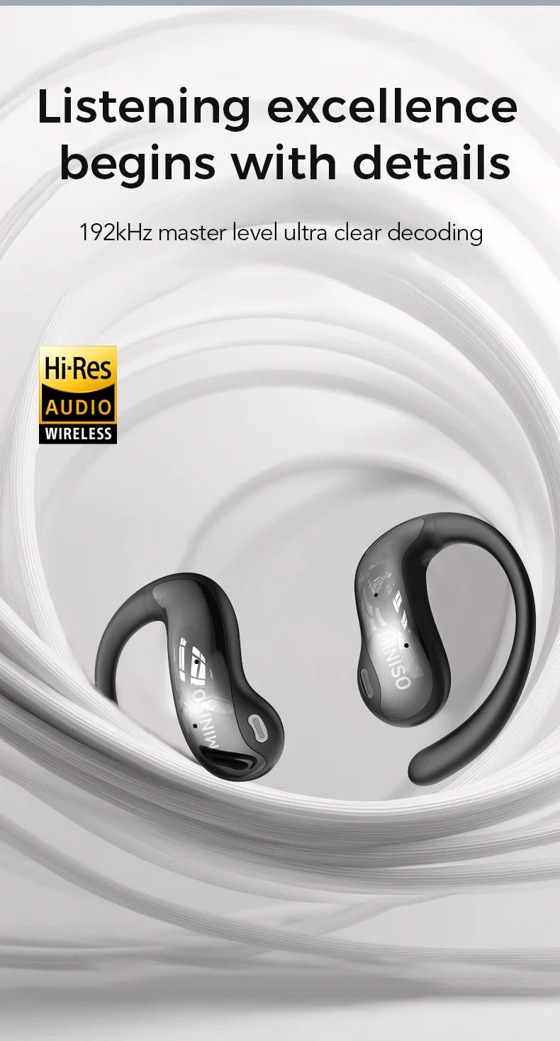 MINISO MS188 Bluetooth Earphone AI Translation Earbuds HD LED Screen OWS Sport Wireless Headphones Long Battery Life - Tara's Tiny Treasures