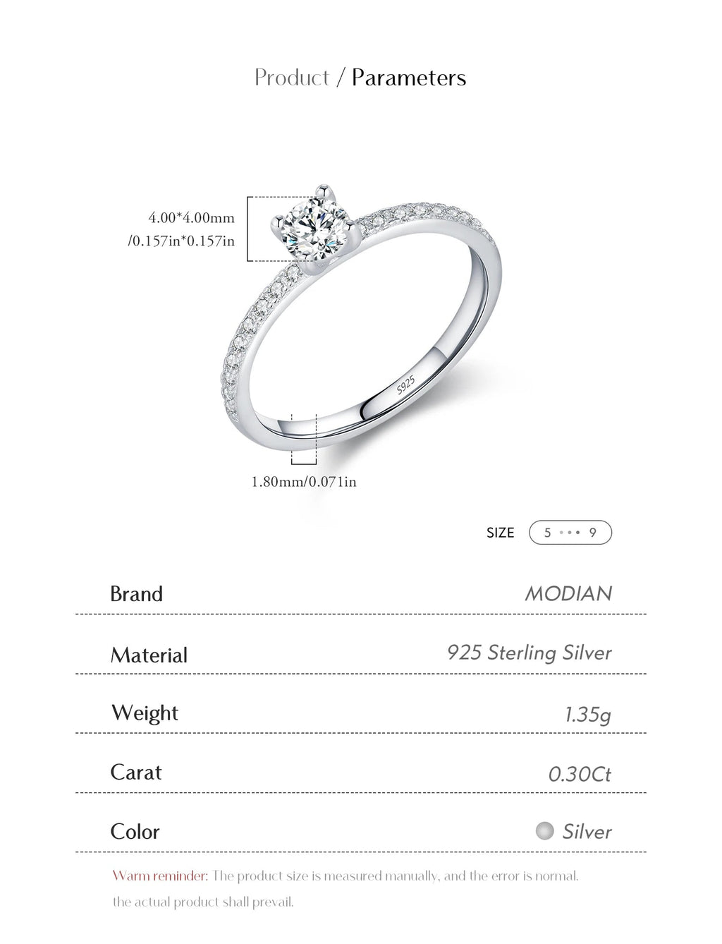 MODIAN D Color Moissanite Ring Delicate Square 925 Sterling Silver Lab Diamond Ring For Women Wedding Statement Jewelry - Tara's Tiny Treasures