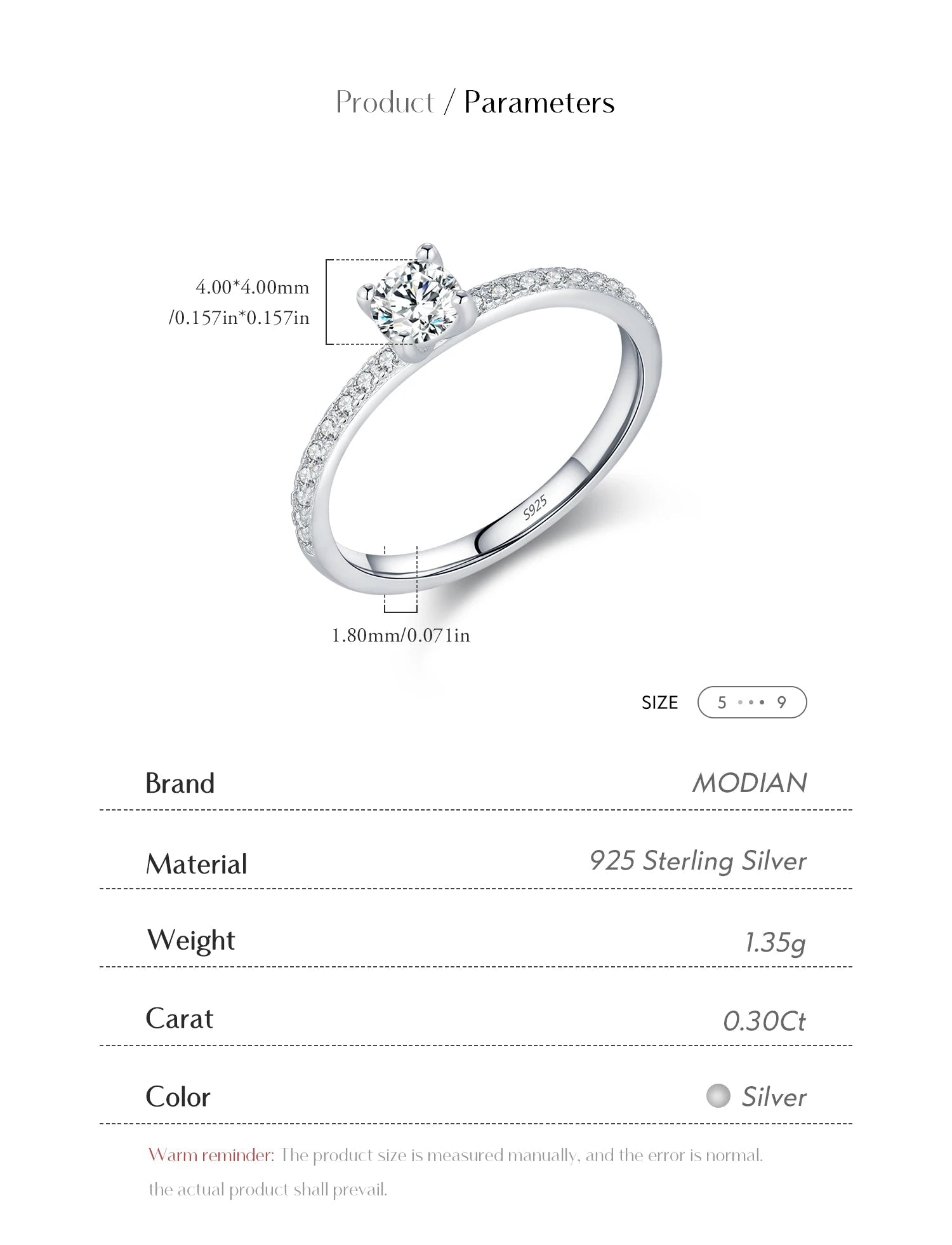 MODIAN D Color Moissanite Ring Delicate Square 925 Sterling Silver Lab Diamond Ring For Women Wedding Statement Jewelry - Tara's Tiny Treasures