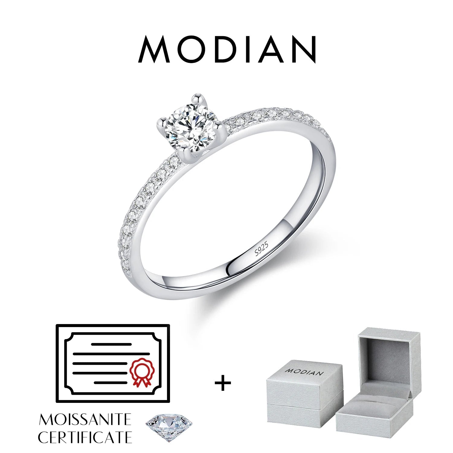 MODIAN D Color Moissanite Ring Delicate Square 925 Sterling Silver Lab Diamond Ring For Women Wedding Statement Jewelry - Tara's Tiny Treasures