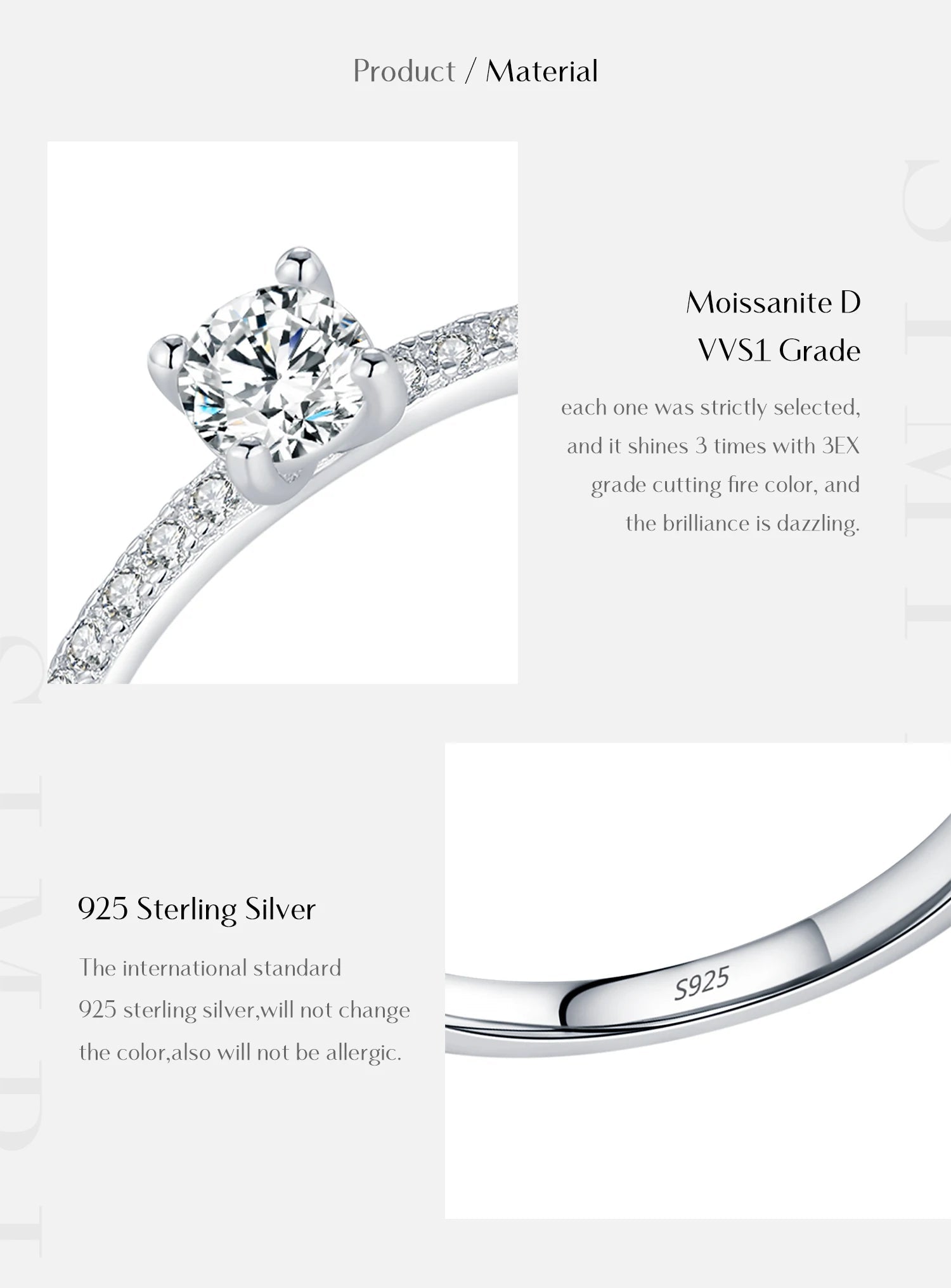 MODIAN D Color Moissanite Ring Delicate Square 925 Sterling Silver Lab Diamond Ring For Women Wedding Statement Jewelry - Tara's Tiny Treasures
