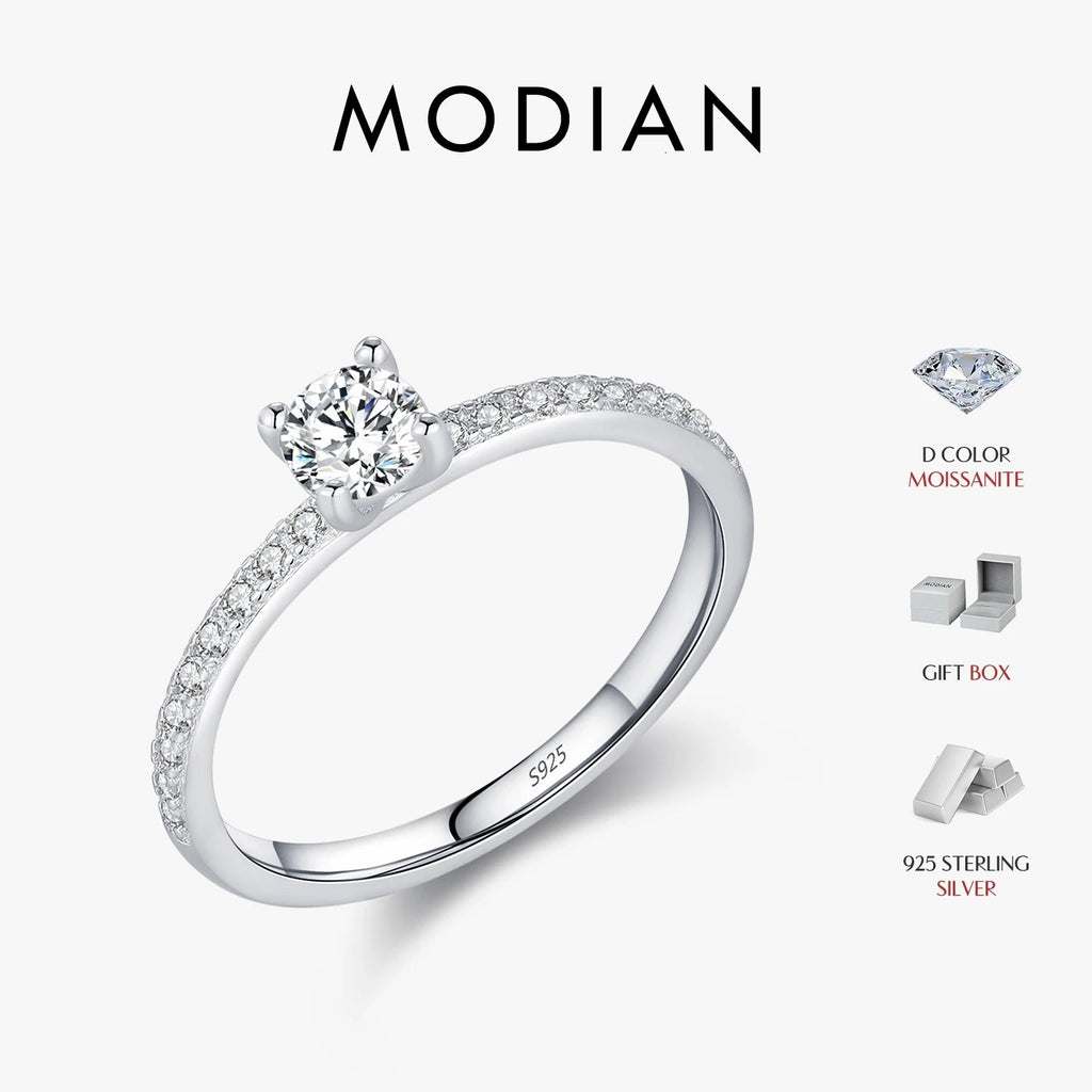 MODIAN D Color Moissanite Ring Delicate Square 925 Sterling Silver Lab Diamond Ring For Women Wedding Statement Jewelry - Tara's Tiny Treasures