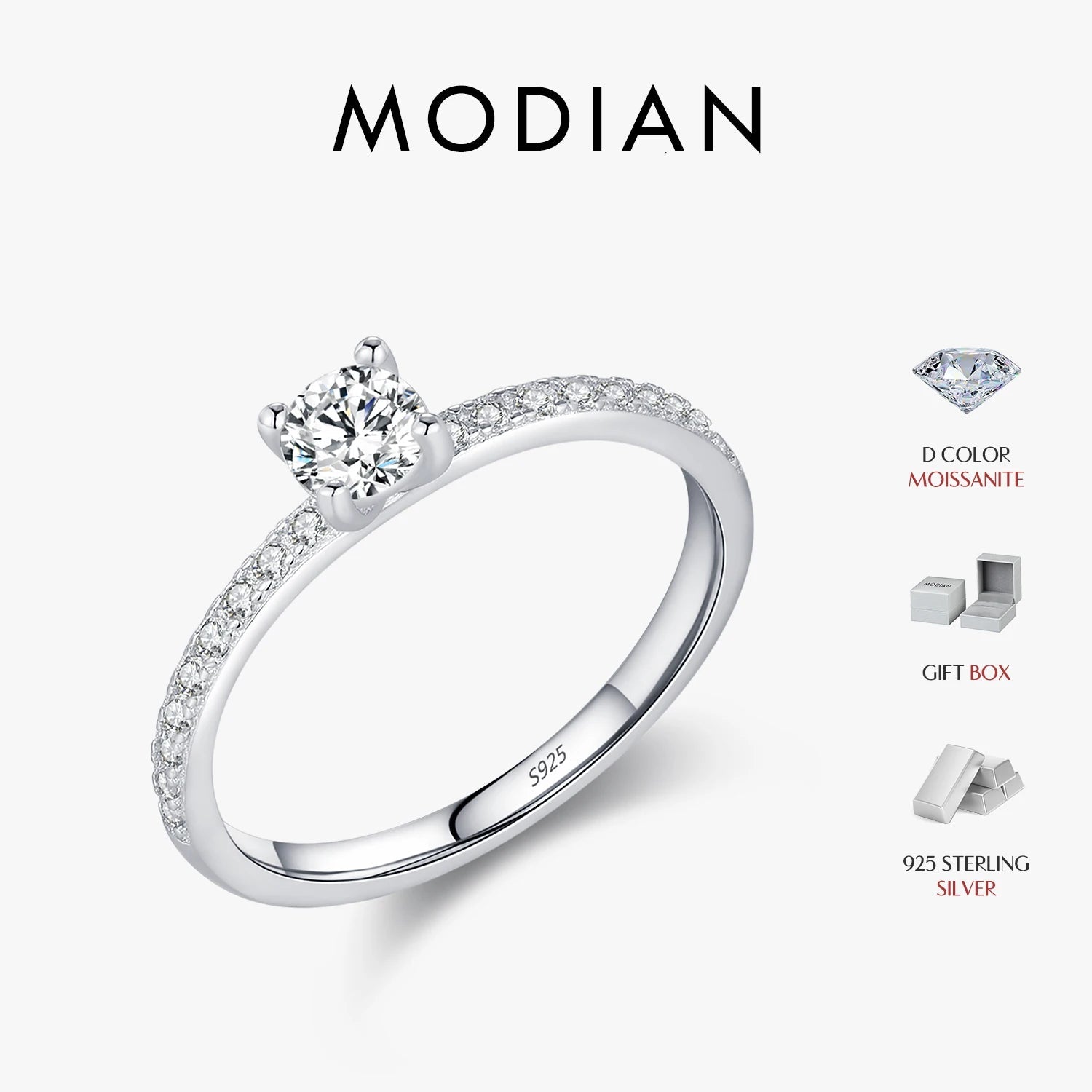 MODIAN D Color Moissanite Ring Delicate Square 925 Sterling Silver Lab Diamond Ring For Women Wedding Statement Jewelry - Tara's Tiny Treasures