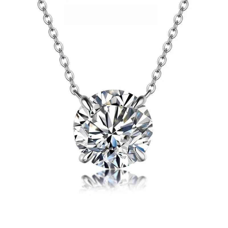 Moissanite Diamond 6.5mm 1CT Necklace For Woman Pendant 925 Silver Necklace For Women Chains Party Bridal Fine Jewelry - Tara's Tiny Treasures