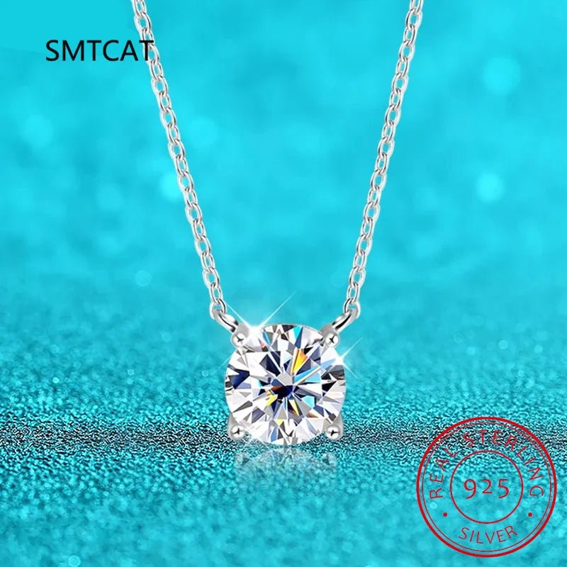 Moissanite Diamond 6.5mm 1CT Necklace For Woman Pendant 925 Silver Necklace For Women Chains Party Bridal Fine Jewelry - Tara's Tiny Treasures