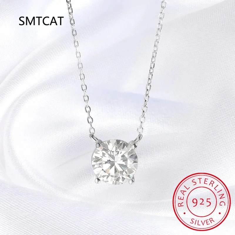 Moissanite Diamond 6.5mm 1CT Necklace For Woman Pendant 925 Silver Necklace For Women Chains Party Bridal Fine Jewelry - Tara's Tiny Treasures
