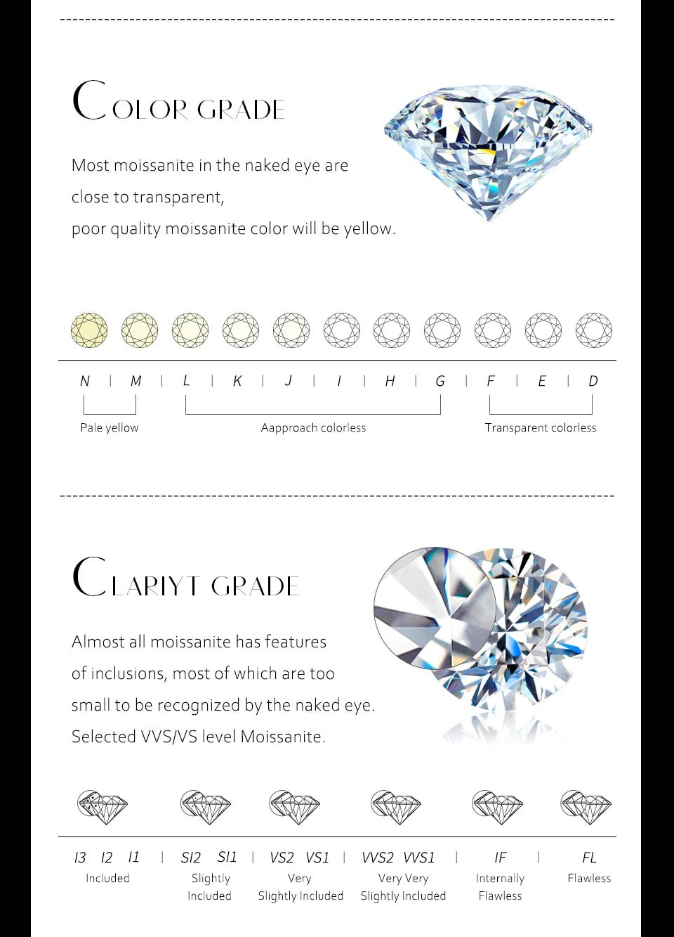 Moissanite Diamond 6.5mm 1CT Necklace For Woman Pendant 925 Silver Necklace For Women Chains Party Bridal Fine Jewelry - Tara's Tiny Treasures