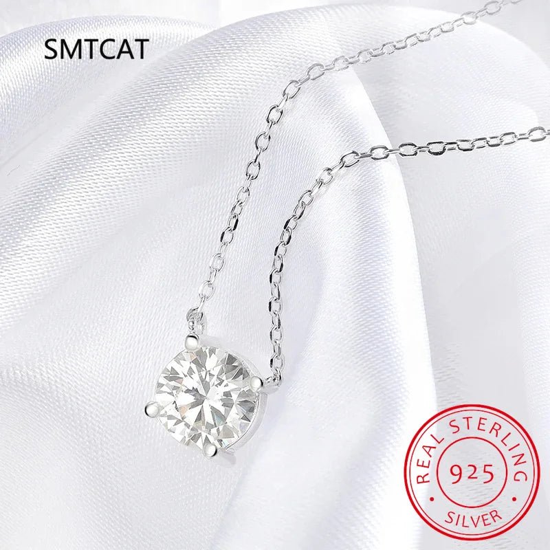 Moissanite Diamond 6.5mm 1CT Necklace For Woman Pendant 925 Silver Necklace For Women Chains Party Bridal Fine Jewelry - Tara's Tiny Treasures