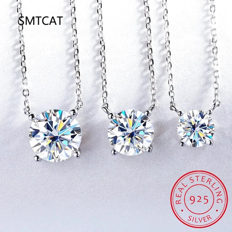 Moissanite Diamond 6.5mm 1CT Necklace For Woman Pendant 925 Silver Necklace For Women Chains Party Bridal Fine Jewelry - Tara's Tiny Treasures