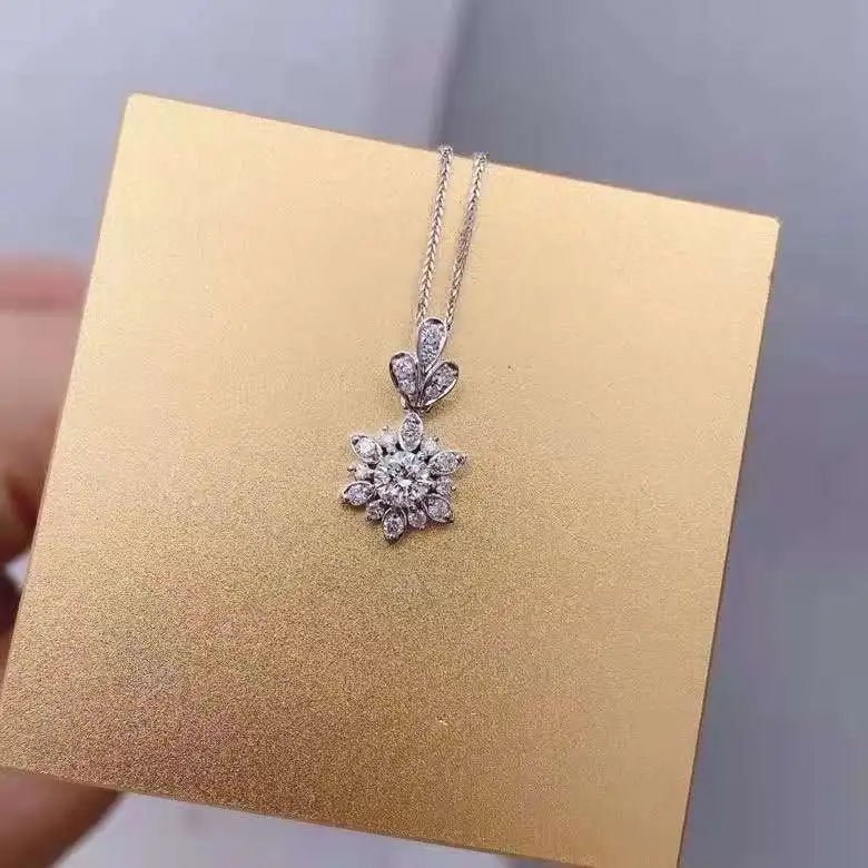 Moissanite Diamond Pendant Necklace 925 Solid Silver Choker Statement Necklace Women Silver 925 Bijoux Femme Jewelry - Tara's Tiny Treasures