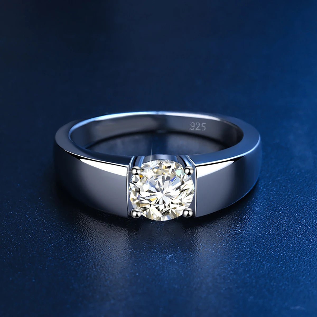 Moissanite Diamond Ring for Men Unisex Solid Original 925 Sterling Silver White Gold Color Engagement Jewelry Free Shipping - Tara's Tiny Treasures