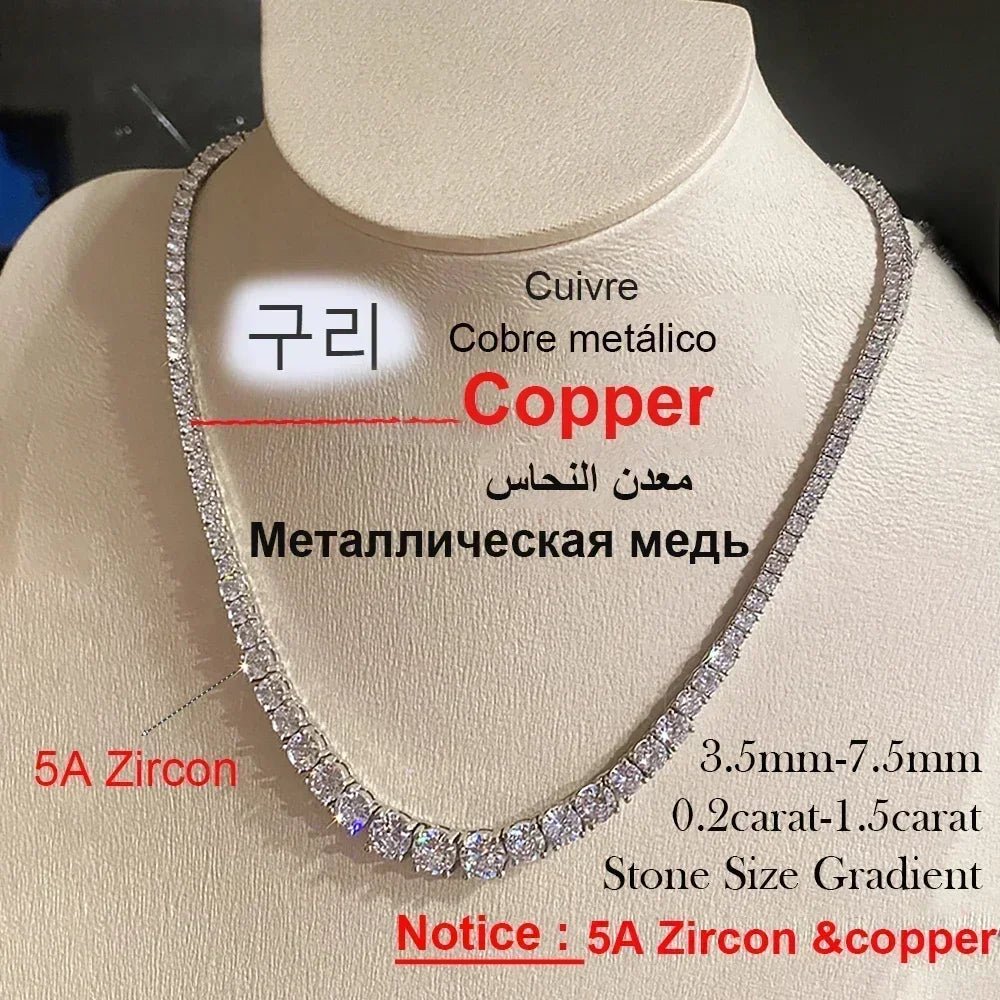 Moissanite Diamond Tennis Necklace with Certificate 3-5mm Size Gradient Diamond Riviera Necklace S925 Silver Choker for Women - Tara's Tiny Treasures