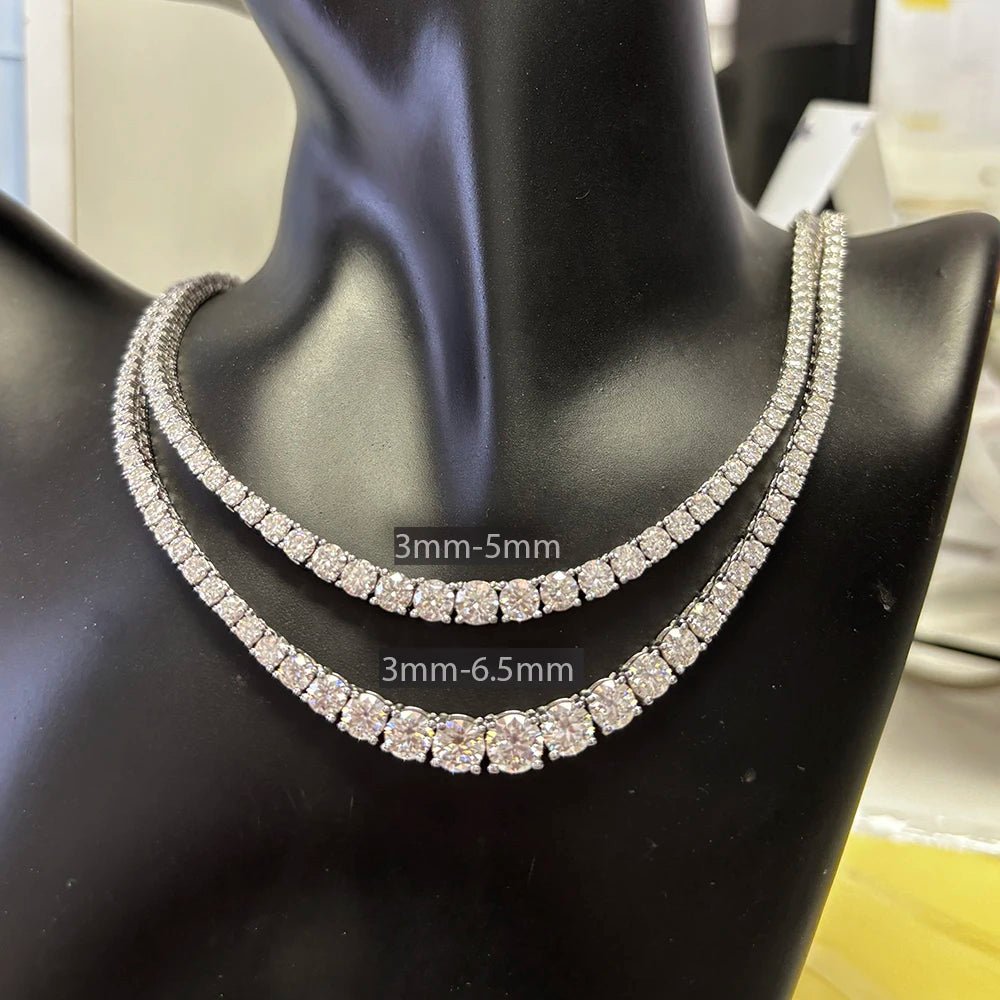 Moissanite Diamond Tennis Necklace with Certificate 3-5mm Size Gradient Diamond Riviera Necklace S925 Silver Choker for Women - Tara's Tiny Treasures