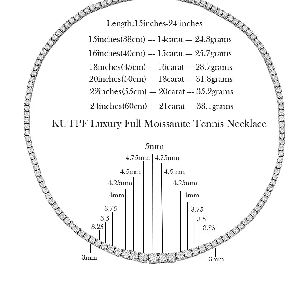 Moissanite Diamond Tennis Necklace with Certificate 3-5mm Size Gradient Diamond Riviera Necklace S925 Silver Choker for Women - Tara's Tiny Treasures