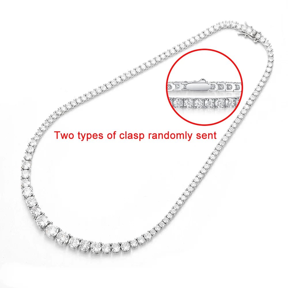 Moissanite Diamond Tennis Necklace with Certificate 3-5mm Size Gradient Diamond Riviera Necklace S925 Silver Choker for Women - Tara's Tiny Treasures