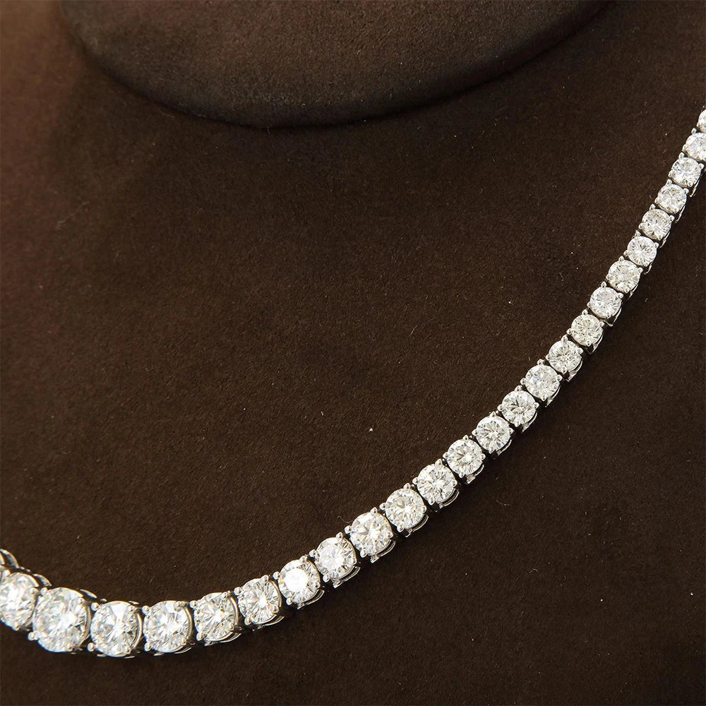 Moissanite Diamond Tennis Necklace with Certificate 3-5mm Size Gradient Diamond Riviera Necklace S925 Silver Choker for Women - Tara's Tiny Treasures