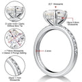 Moissanite Ring 925 Sterling Silver Original Certified 18K White Gold Plated 2ct Diamond Engagement Rings for Women Fine Jewelry - Tara's Tiny Treasures