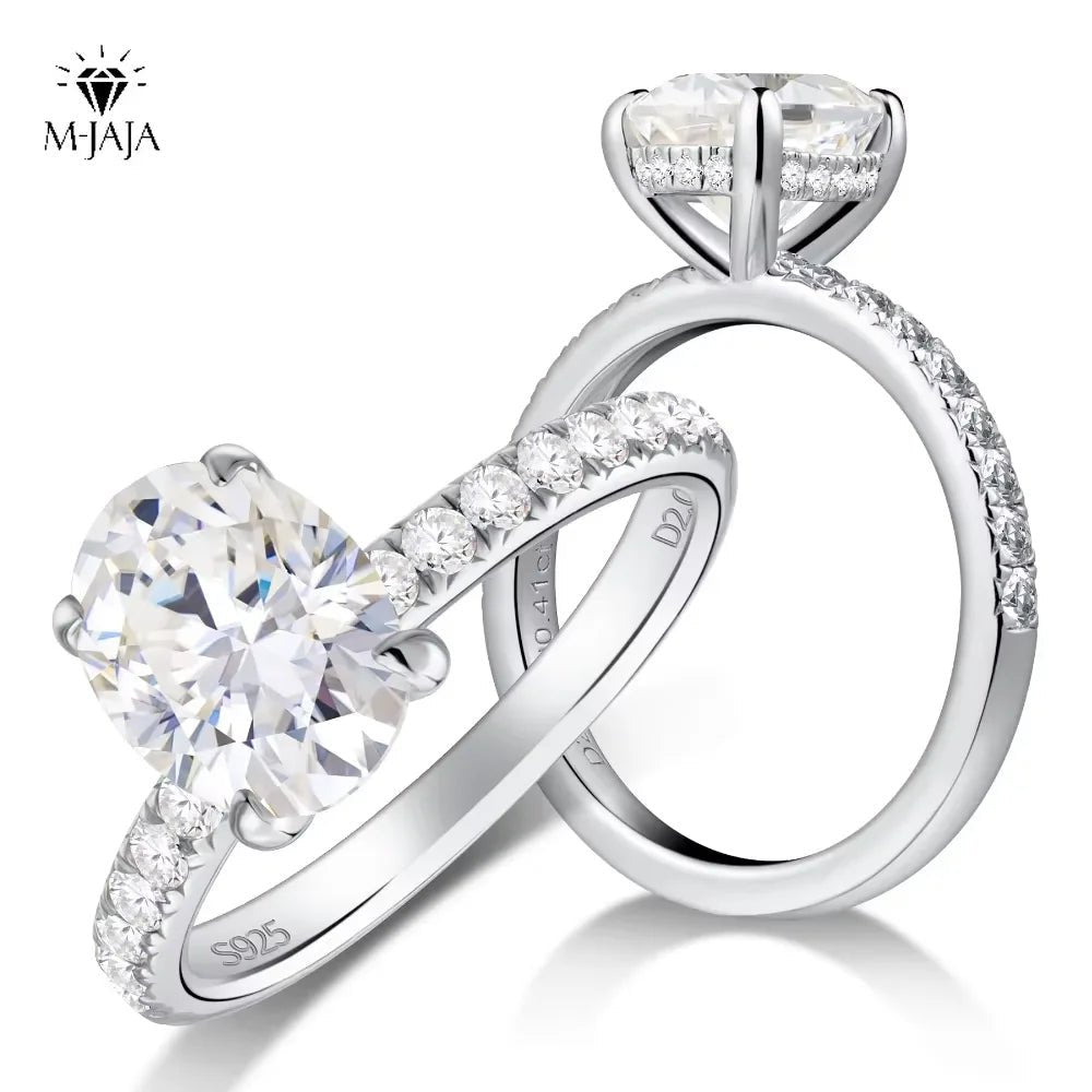 Moissanite Ring 925 Sterling Silver Original Certified 18K White Gold Plated 2ct Diamond Engagement Rings for Women Fine Jewelry - Tara's Tiny Treasures
