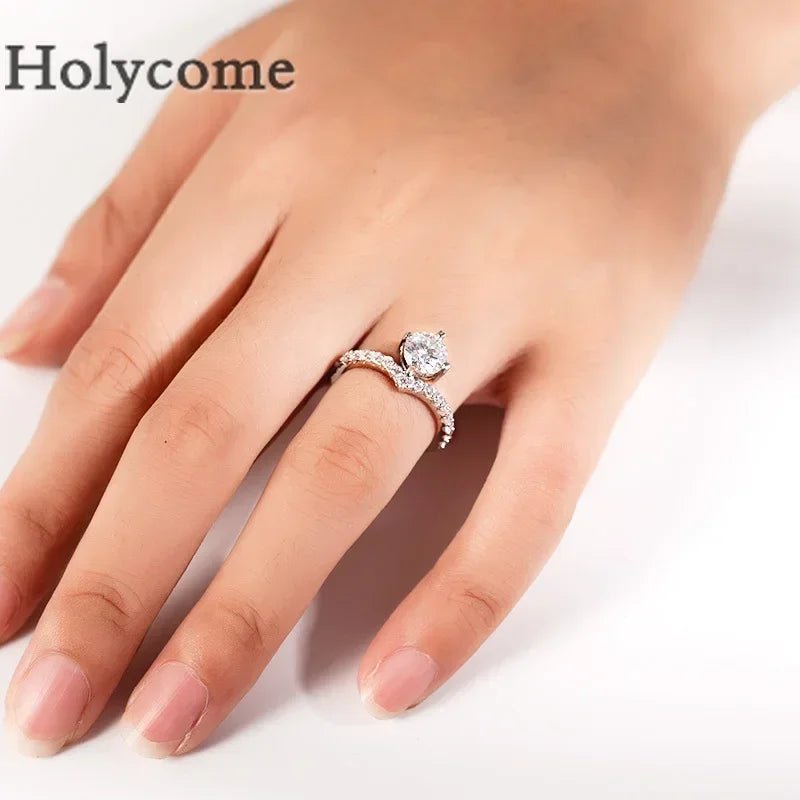 Moissanite Ring 925 Sterling Silver Plated Exquisite Diamond VVS Top Quality Shiny Gems Jewelry Gifts for Someone Important - Tara's Tiny Treasures