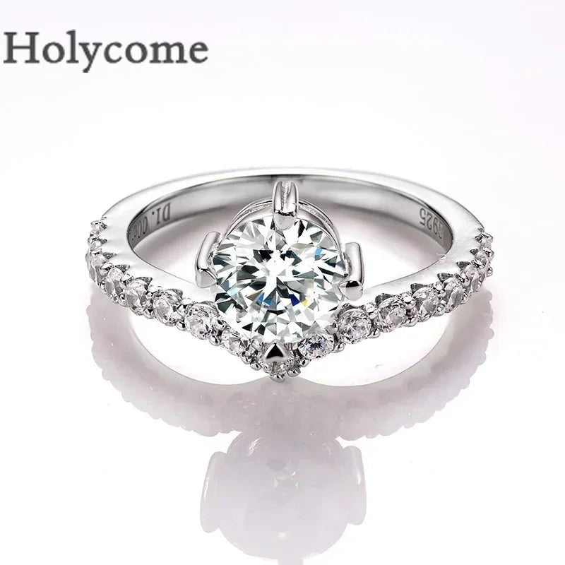 Moissanite Ring 925 Sterling Silver Plated Exquisite Diamond VVS Top Quality Shiny Gems Jewelry Gifts for Someone Important - Tara's Tiny Treasures