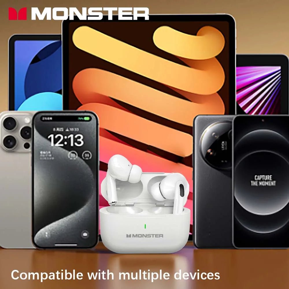 MONSTER Bluetooth Headphones TWS Bluetooth5.3 Wireless Earbud Noise Reduction Eardphone Touch Control Headset no delay for game - Tara's Tiny Treasures