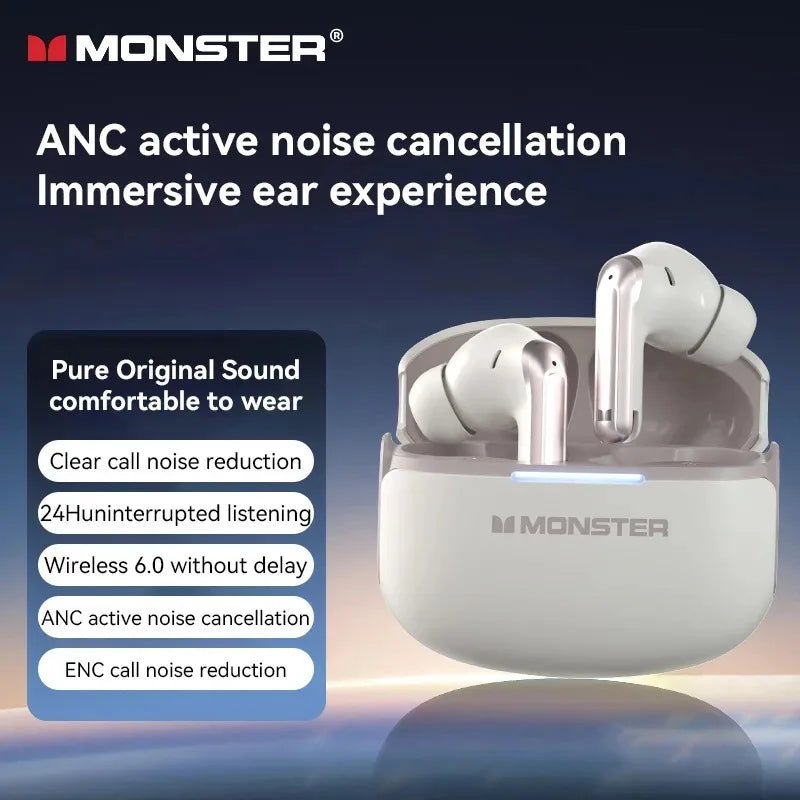Monster D02 Wireless Bluetooth Headphones - In-ear TWS Headphones - Active Noise Cancellation, Waterproof, Sweatproof - Tara's Tiny Treasures