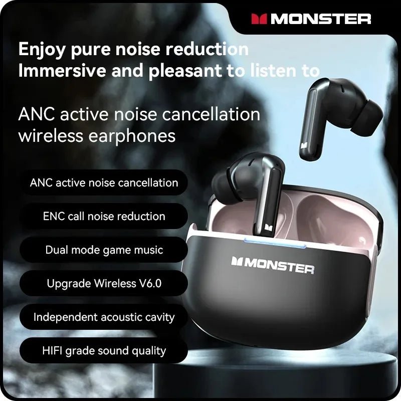 Monster D02 Wireless Bluetooth Headphones - In-ear TWS Headphones - Active Noise Cancellation, Waterproof, Sweatproof - Tara's Tiny Treasures