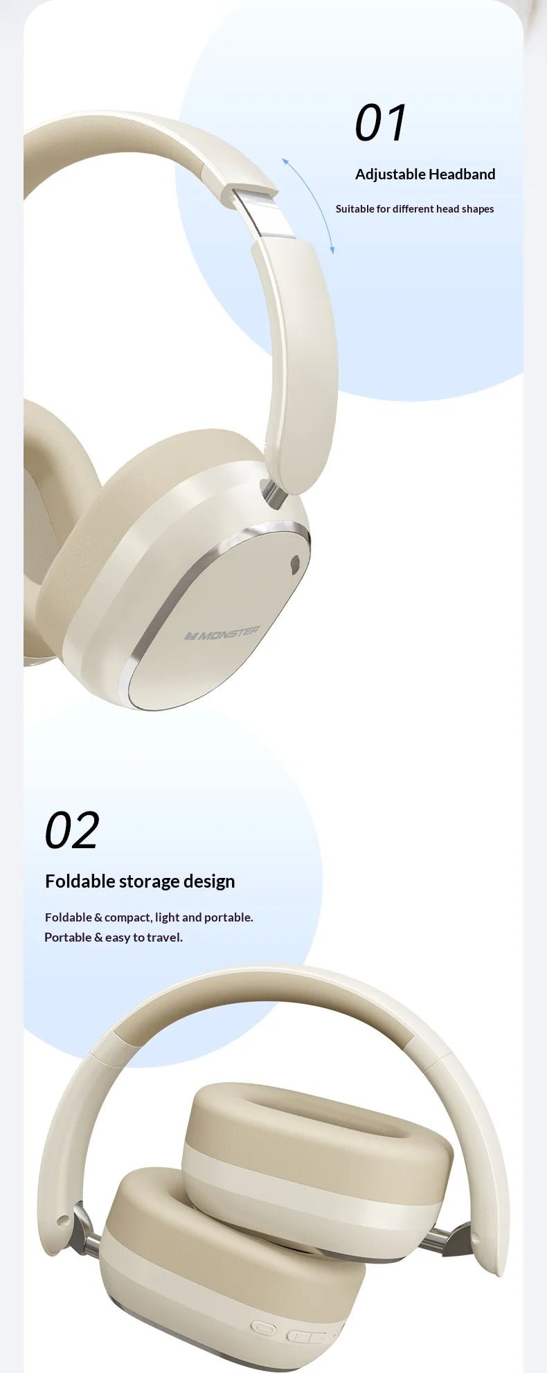 Monster GH01 head-mounted wireless Bluetooth earphones for mobile phones, computers, gaming, and e-sports, featuring low latency - Tara's Tiny Treasures