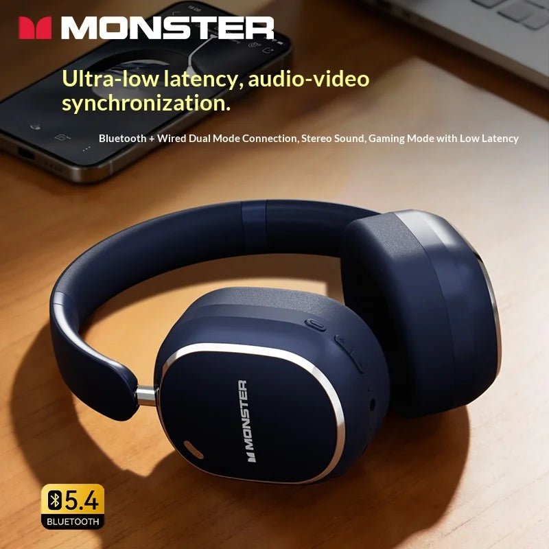 Monster GH01 head-mounted wireless Bluetooth earphones for mobile phones, computers, gaming, and e-sports, featuring low latency - Tara's Tiny Treasures