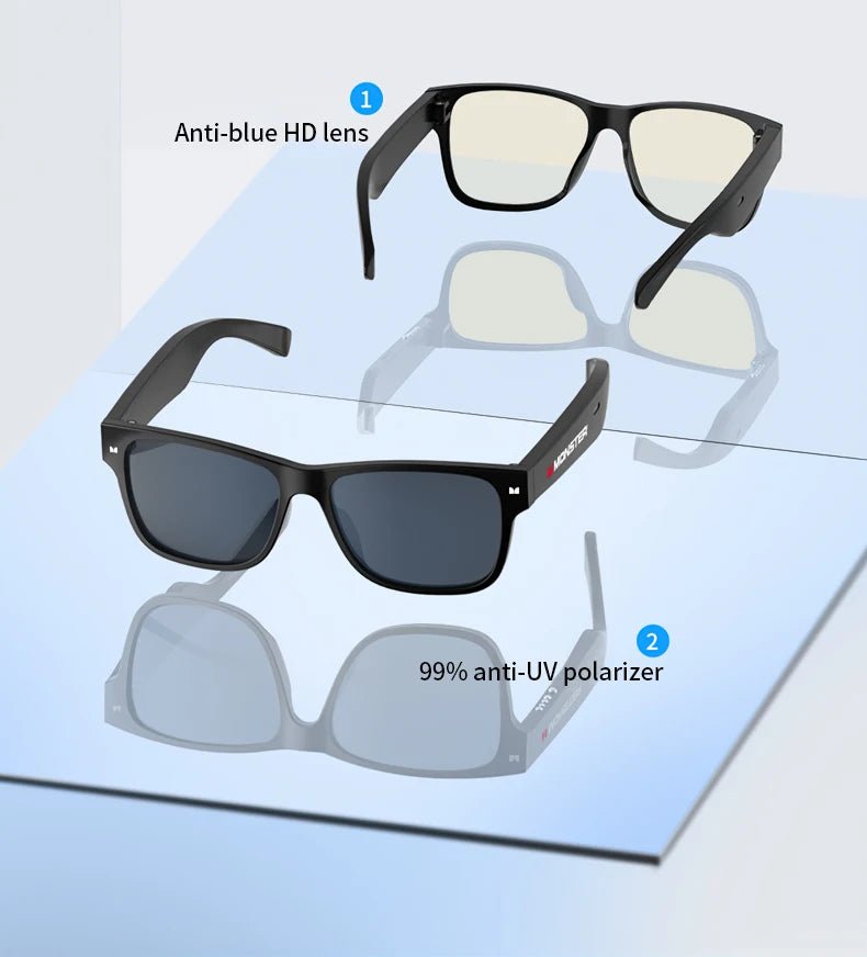 Monster Glasses Headset Wireless Bluetooth 5.0 Sunglasses Outdoor Sport earphone Calling Music Eyeglasses - Tara's Tiny Treasures