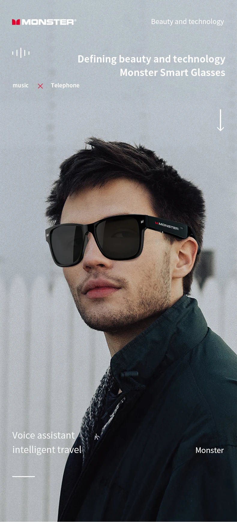 Monster Glasses Headset Wireless Bluetooth 5.0 Sunglasses Outdoor Sport earphone Calling Music Eyeglasses - Tara's Tiny Treasures