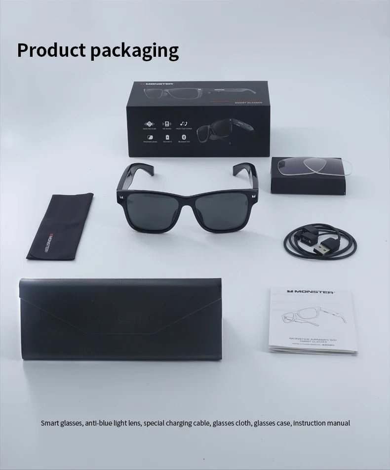 Monster Glasses Headset Wireless Bluetooth 5.0 Sunglasses Outdoor Sport earphone Calling Music Eyeglasses - Tara's Tiny Treasures