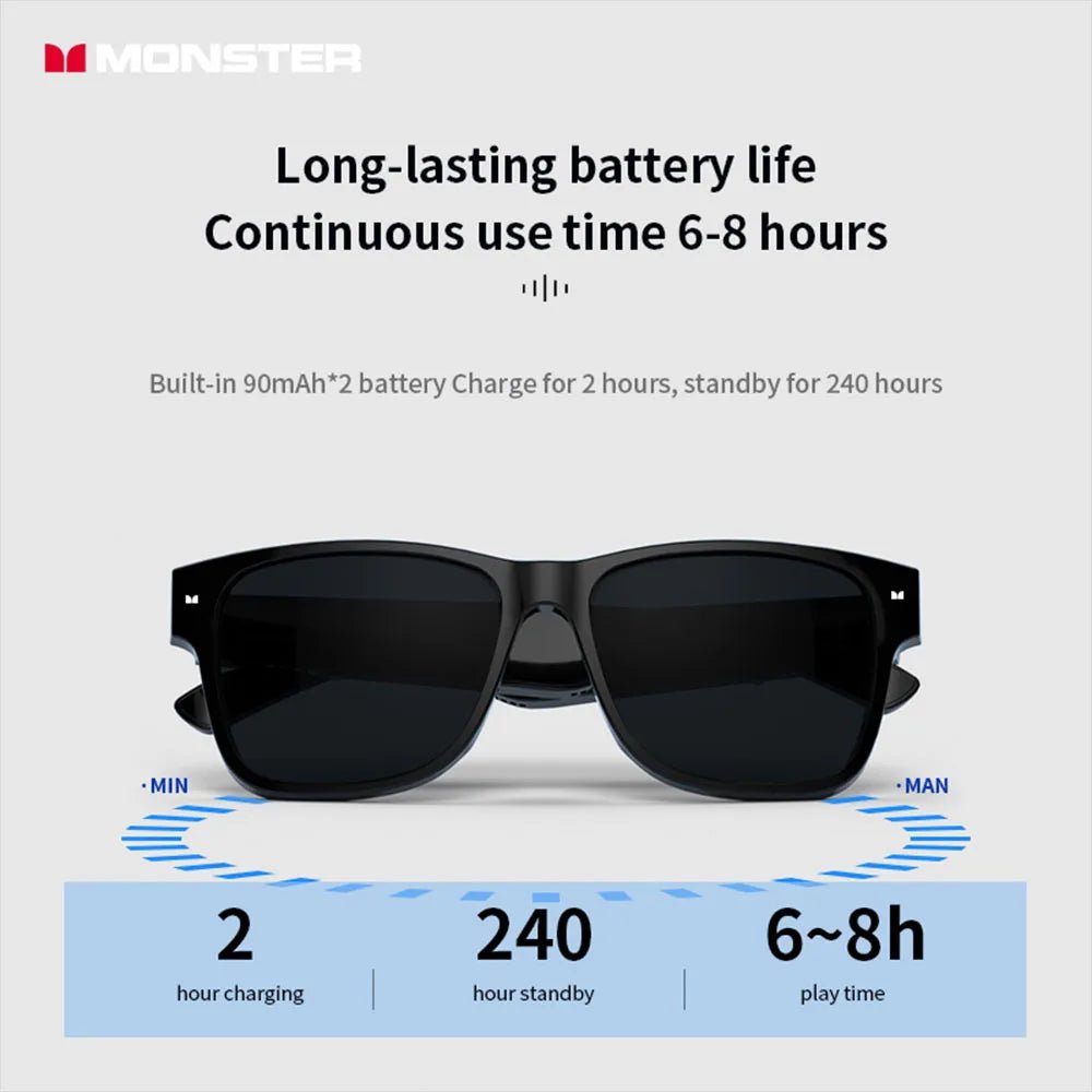 Monster Glasses Headset Wireless Bluetooth 5.0 Sunglasses Outdoor Sport earphone Calling Music Eyeglasses - Tara's Tiny Treasures
