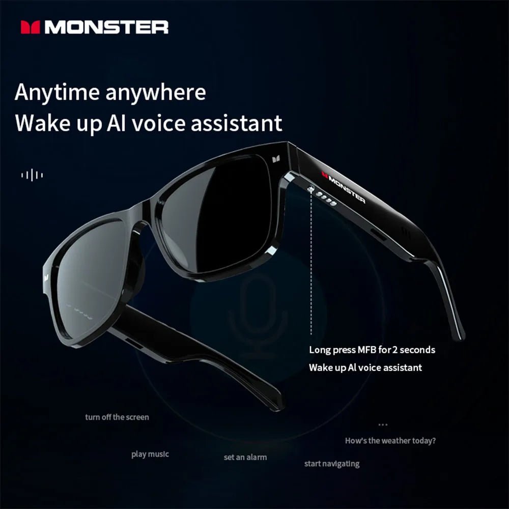 Monster Glasses Headset Wireless Bluetooth 5.0 Sunglasses Outdoor Sport earphone Calling Music Eyeglasses - Tara's Tiny Treasures