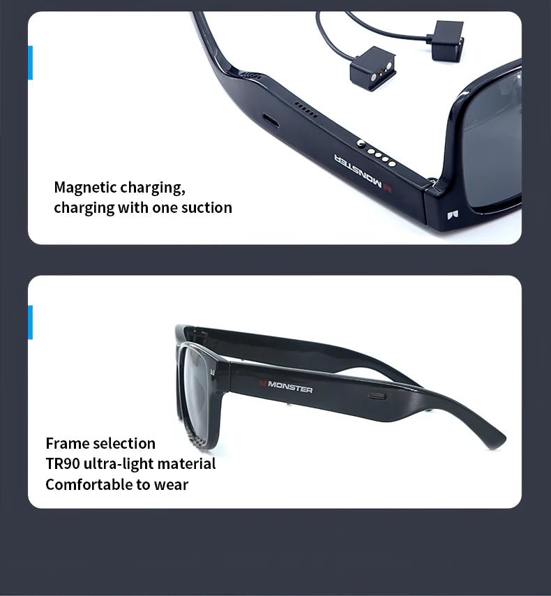 Monster Glasses Headset Wireless Bluetooth 5.0 Sunglasses Outdoor Sport earphone Calling Music Eyeglasses - Tara's Tiny Treasures