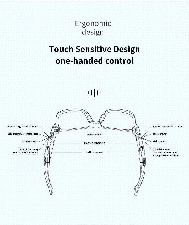 Monster Glasses Headset Wireless Bluetooth 5.0 Sunglasses Outdoor Sport earphone Calling Music Eyeglasses - Tara's Tiny Treasures