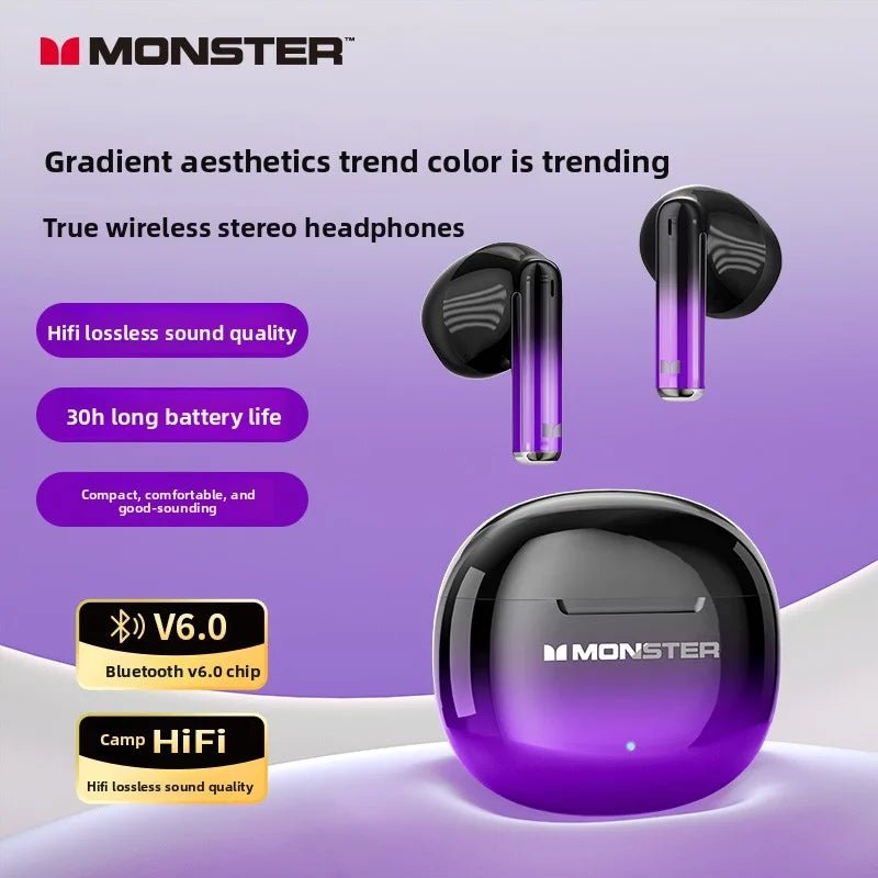 MONSTER GT37 TWS Bluetooth5.3 Earphone Wireless Active Noise Cancelling Headphones Stereo Sound Gaming Headset For Android iOS - Tara's Tiny Treasures