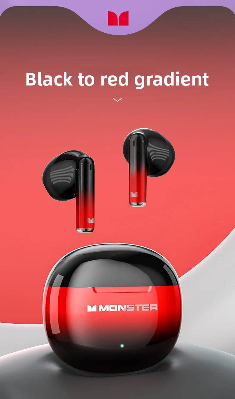 MONSTER GT37 TWS Bluetooth5.3 Earphone Wireless Active Noise Cancelling Headphones Stereo Sound Gaming Headset For Android iOS - Tara's Tiny Treasures