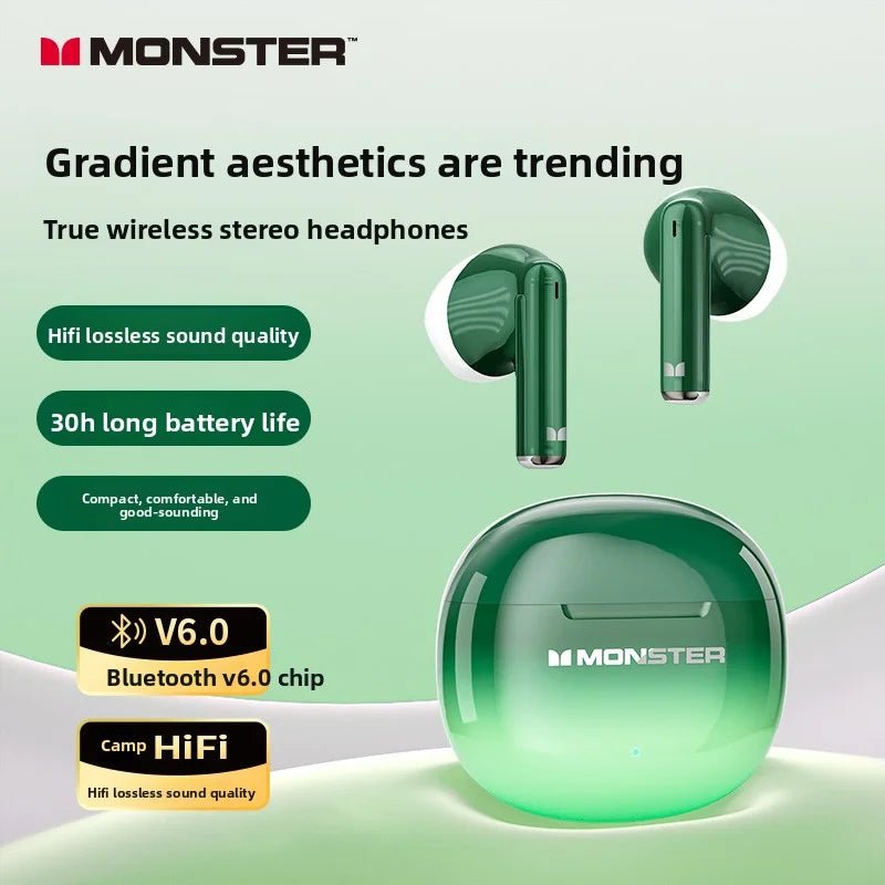 MONSTER GT37 TWS Bluetooth5.3 Earphone Wireless Active Noise Cancelling Headphones Stereo Sound Gaming Headset For Android iOS - Tara's Tiny Treasures