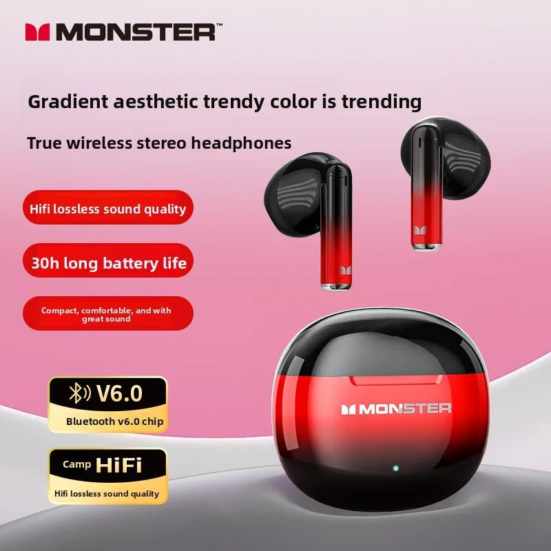 MONSTER GT37 TWS Bluetooth5.3 Earphone Wireless Active Noise Cancelling Headphones Stereo Sound Gaming Headset For Android iOS - Tara's Tiny Treasures