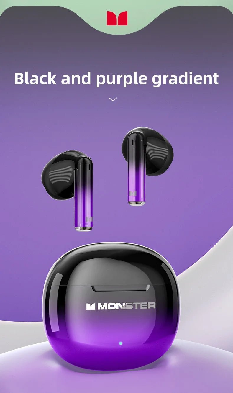 MONSTER GT37 TWS Bluetooth5.3 Earphone Wireless Active Noise Cancelling Headphones Stereo Sound Gaming Headset For Android iOS - Tara's Tiny Treasures