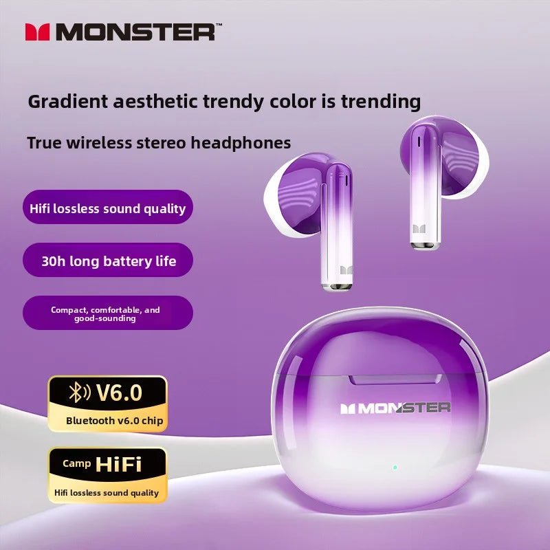 MONSTER GT37 TWS Bluetooth5.3 Earphone Wireless Active Noise Cancelling Headphones Stereo Sound Gaming Headset For Android iOS - Tara's Tiny Treasures