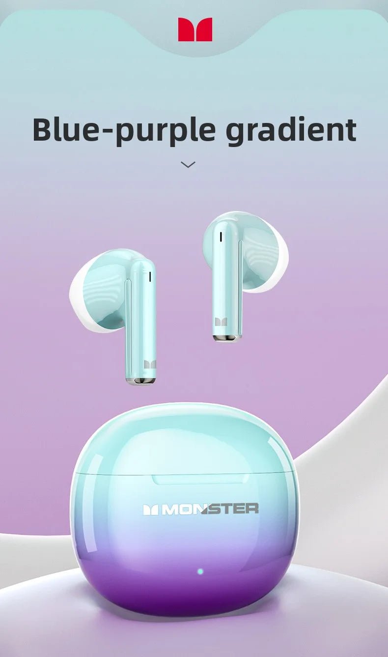 MONSTER GT37 TWS Bluetooth5.3 Earphone Wireless Active Noise Cancelling Headphones Stereo Sound Gaming Headset For Android iOS - Tara's Tiny Treasures