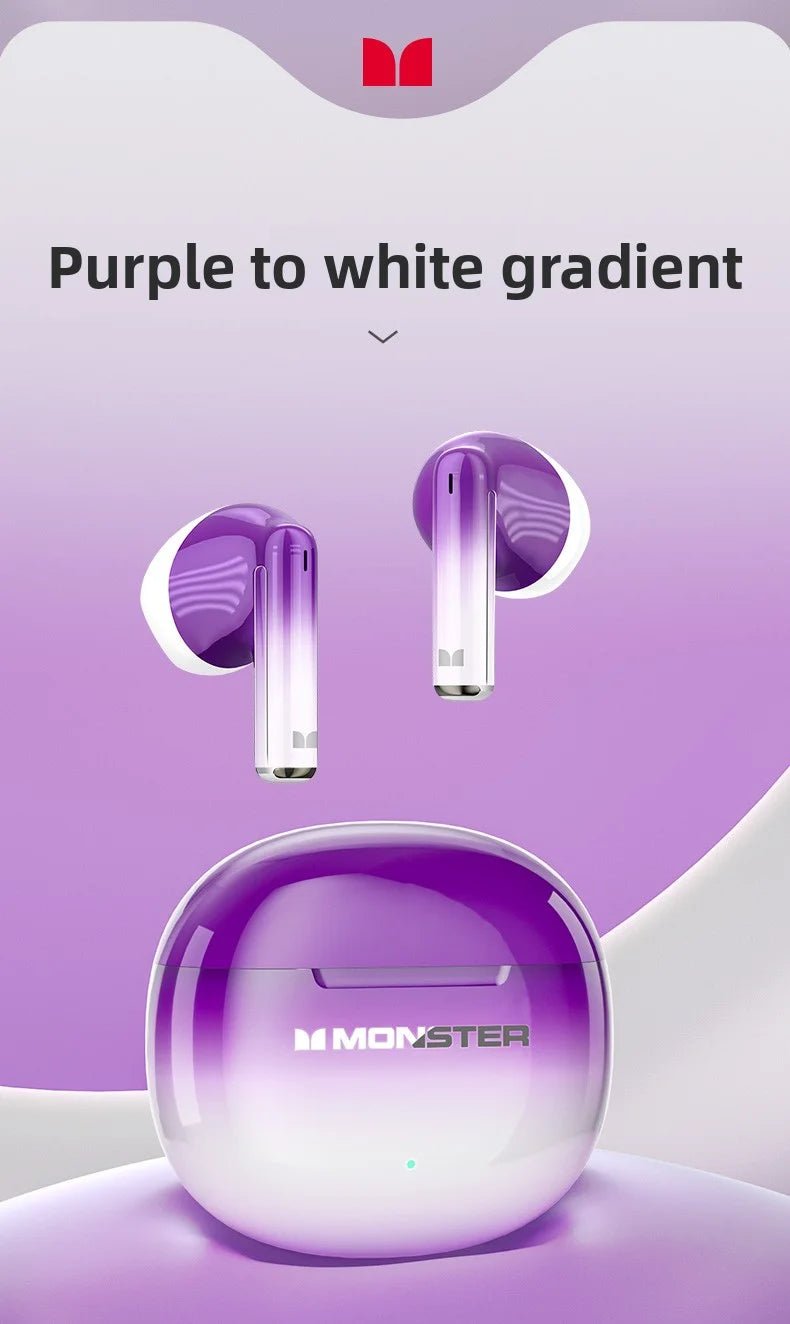 MONSTER GT37 TWS Bluetooth5.3 Earphone Wireless Active Noise Cancelling Headphones Stereo Sound Gaming Headset For Android iOS - Tara's Tiny Treasures