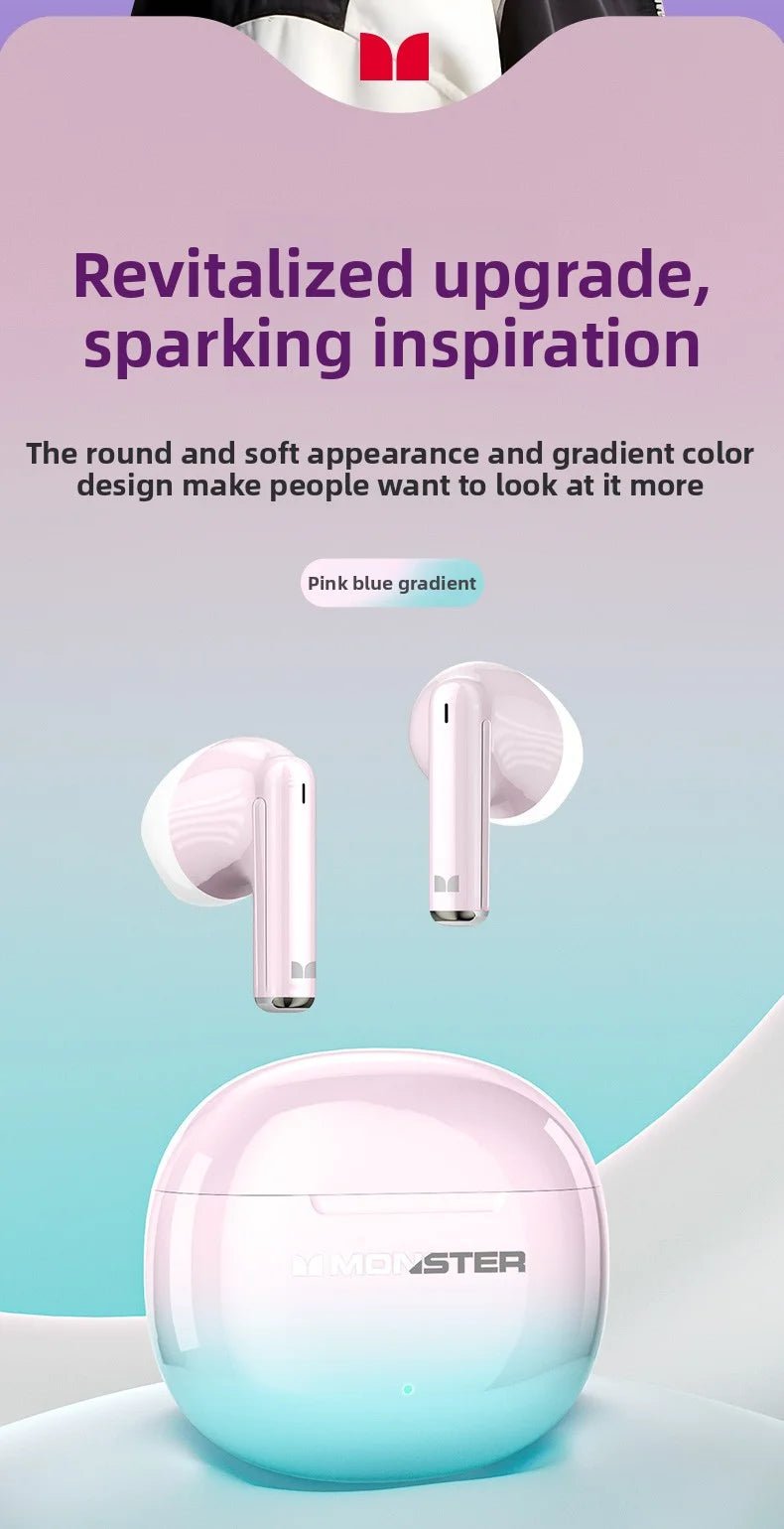 MONSTER GT37 TWS Bluetooth5.3 Earphone Wireless Active Noise Cancelling Headphones Stereo Sound Gaming Headset For Android iOS - Tara's Tiny Treasures
