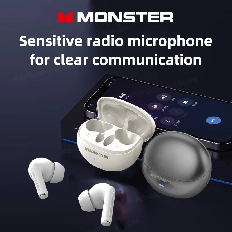 Monster MQT39 Earphones Wireless Bluetooth 6.0 TWS Noise Reduction Earbuds Gamer Sports Headset Hifi Stereo with Mic Headphones - Tara's Tiny Treasures