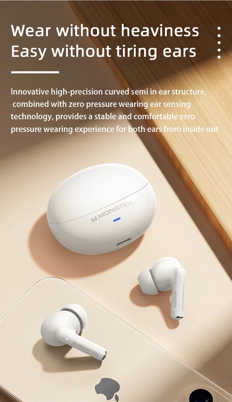 Monster MQT39 Earphones Wireless Bluetooth 6.0 TWS Noise Reduction Earbuds Gamer Sports Headset Hifi Stereo with Mic Headphones - Tara's Tiny Treasures